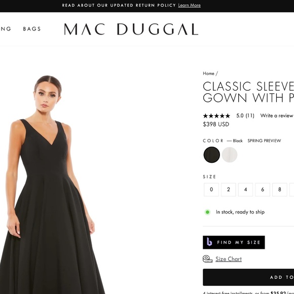 NEW Ieena Mac Duggal BLACK Classic SLEEVELESS Empire Waist A-LINE BALL GOWN - Picture 12 of 15